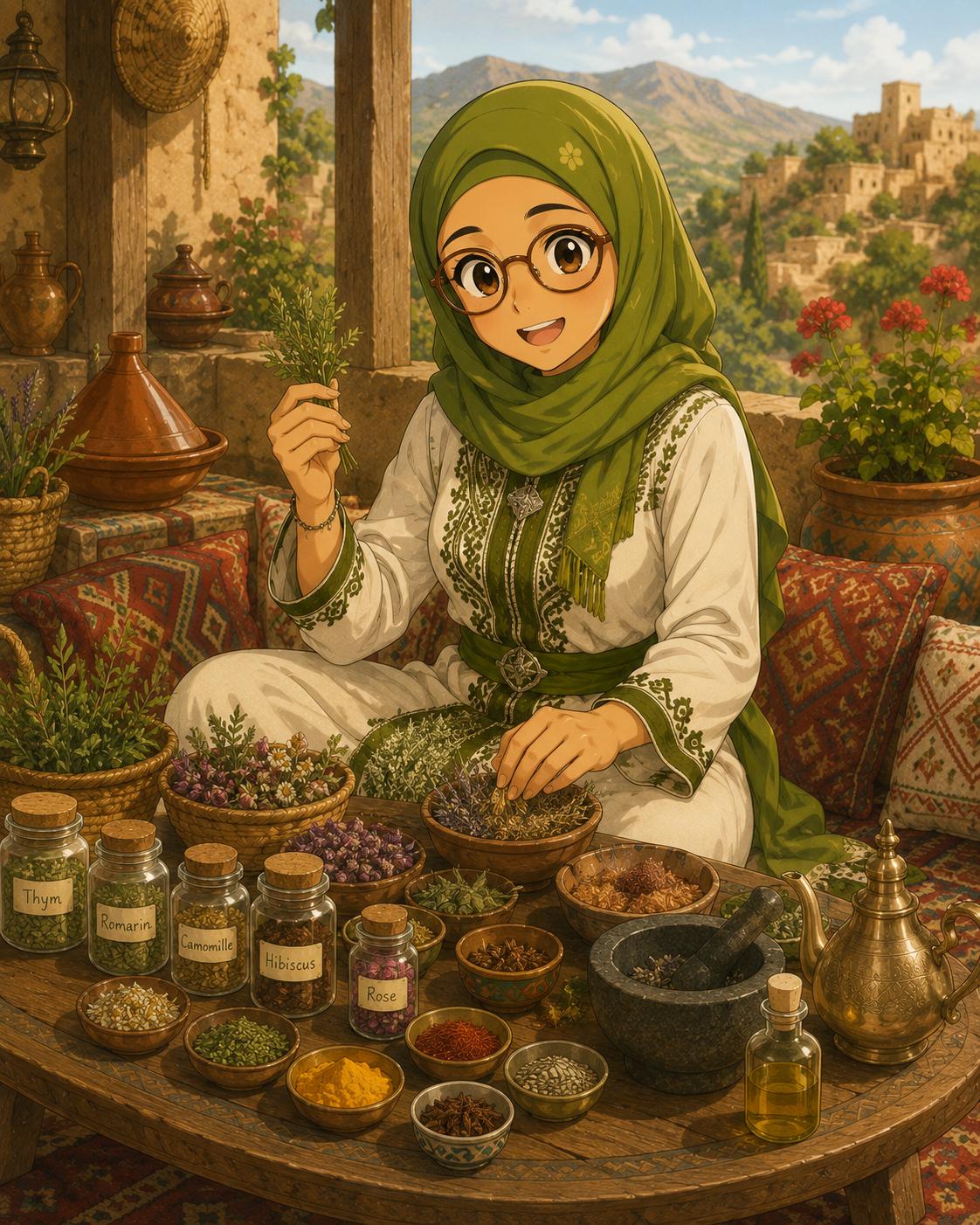 Illustration de Dr Assiya, l'herboriste aux plantes du pays jbala